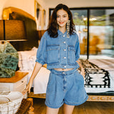 8GIRLS DESIGN DENIM PLAYSUIT WITH CUT OUT WAIST - boopdo