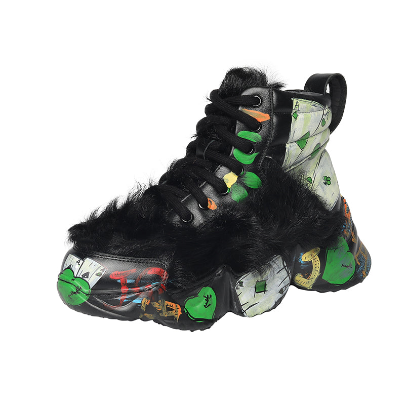 Sneakers High Top Men Graffiti  Sneakers Men High Top Platform