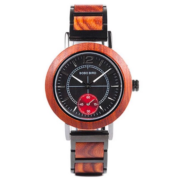 BOBO BIRD MINIMALIST DESIGN STEEL AND WOODEN COMBINED UNISEX WATCHES