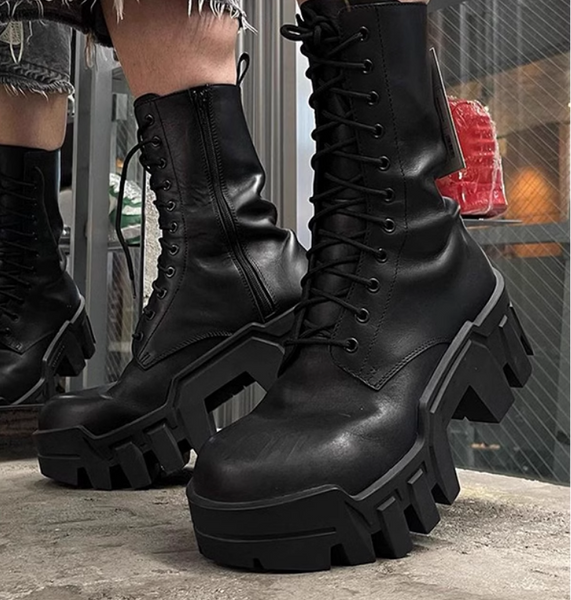 PARIS MARTIN BULLDOZER COMBAT CHUNKY SOLE UNISEX LEATHER BOOTS