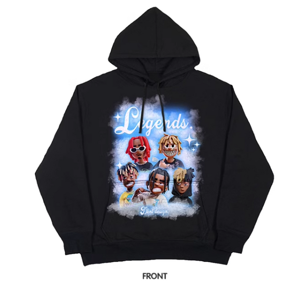 DKNT NEW GENERATION RAPPER TRAVIS PLAYBIO HIP HOP PORTRAIT CARTOON HOODIE