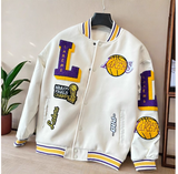 BASKETBALL LAKERS EMBROIDERED QUILTED VARSITY JACKET