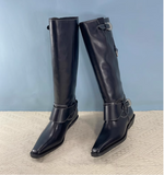 FROXALO COWGIRL STYLE OVER-THE-KNEE LEATHER BOOTS