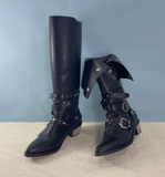 MORCHALO RETRO PUNK STYLE KNEE-HIGH BOOTS