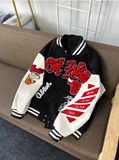 OFF PREMIUM WHITE CHICAGO STREETWEAR BULL BASKETBALL BOMBER JACKET