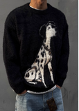 UNAPS VINTAGE DALMATIAN DOG PRINT FAUX MINK UNISEX SWEATER