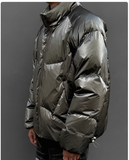 UNAPS DUCK DOWN METALLIC HIGH COLLAR UNISEX PUFFER JACKET