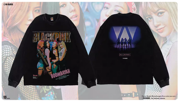 BLACK PINK PRINT KPOP STREETWEAR COMBINED T SHIRT AND SWEATSHIRT