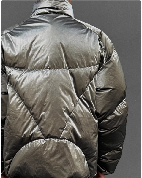 UNAPS DUCK DOWN METALLIC HIGH COLLAR UNISEX PUFFER JACKET