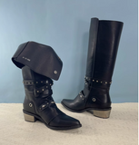 MORCHALO RETRO PUNK STYLE KNEE-HIGH BOOTS