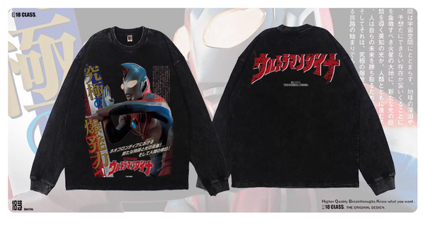 ULTRAMAN DYNA VINTAGE COMIC COMBINED TEE AND HOODIE
