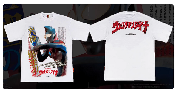 ULTRAMAN DYNA VINTAGE COMIC COMBINED TEE AND HOODIE