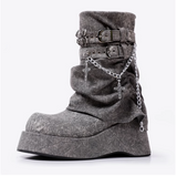 TOKYO JAPANESE DESIGN Y2K CHUNKY PLATFORM ANKLE BOOTS