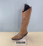 TEXAS VINTAGE CHUNKY HEELED KNEE-HIGH WESTERN COWGIRL BOOTS