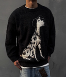 UNAPS VINTAGE DALMATIAN DOG PRINT FAUX MINK UNISEX SWEATER