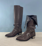 MORCHALO RETRO PUNK STYLE KNEE-HIGH BOOTS