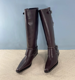 FROXALO COWGIRL STYLE OVER-THE-KNEE LEATHER BOOTS