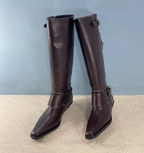 FROXALO COWGIRL STYLE OVER-THE-KNEE LEATHER BOOTS