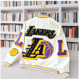 BASKETBALL LAKERS EMBROIDERED QUILTED VARSITY JACKET