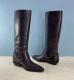 FROXALO COWGIRL STYLE OVER-THE-KNEE LEATHER BOOTS