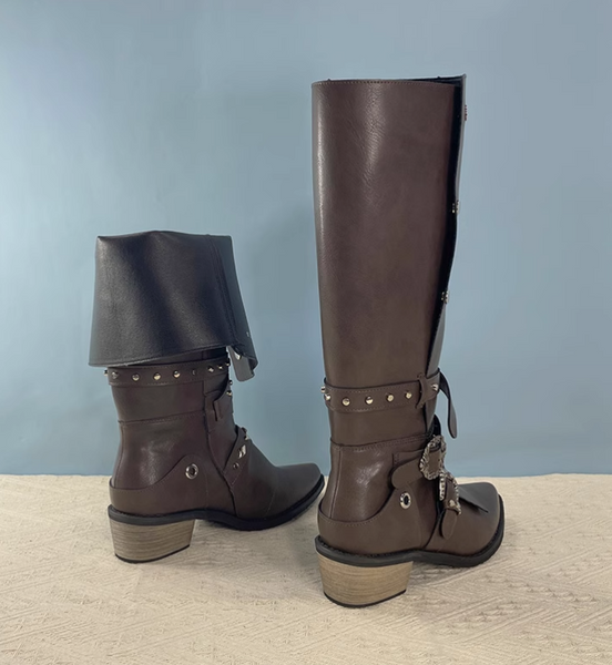 MORCHALO RETRO PUNK STYLE KNEE-HIGH BOOTS