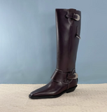 FROXALO COWGIRL STYLE OVER-THE-KNEE LEATHER BOOTS