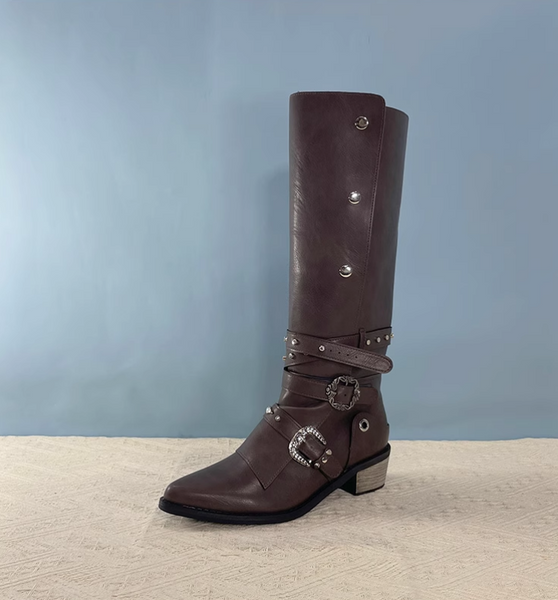 MORCHALO RETRO PUNK STYLE KNEE-HIGH BOOTS