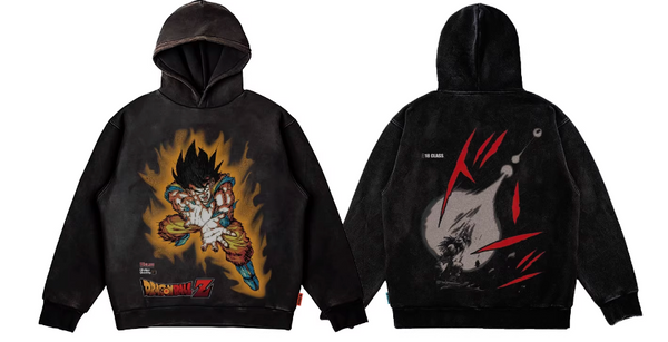 GOKU KAMEHAMEHA DRAGON BALL Z RETRO SAIYAN COMBINED T SHIRT WITH HOODIE