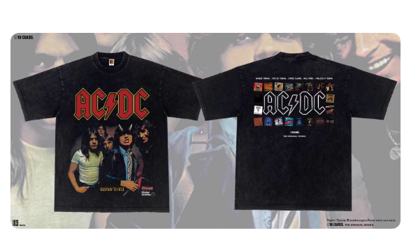 ACDC ROCK BAND CARTOON VINTAGE PRINT COMBINED TEES SWEATSHIRT