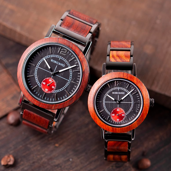 BOBO BIRD MINIMALIST DESIGN STEEL AND WOODEN COMBINED UNISEX WATCHES