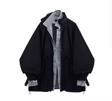 BLACK CLOVER CYLIP HOODED KOREAN STYLE DENIM PATCHWORK WINDBREAKER