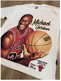 MJ MICHAEL JORDAN CHICAGO BULLS PRINT VINTAGE RETRO BASKETBALL T SHIRT WITH SWEATSHIRT