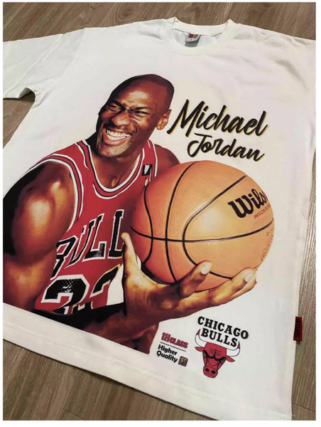 MJ MICHAEL JORDAN CHICAGO BULLS PRINT VINTAGE RETRO BASKETBALL T SHIRT WITH SWEATSHIRT
