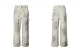 UNAPS FOG-WHITE SHADE PATCHY CARGO PANTS