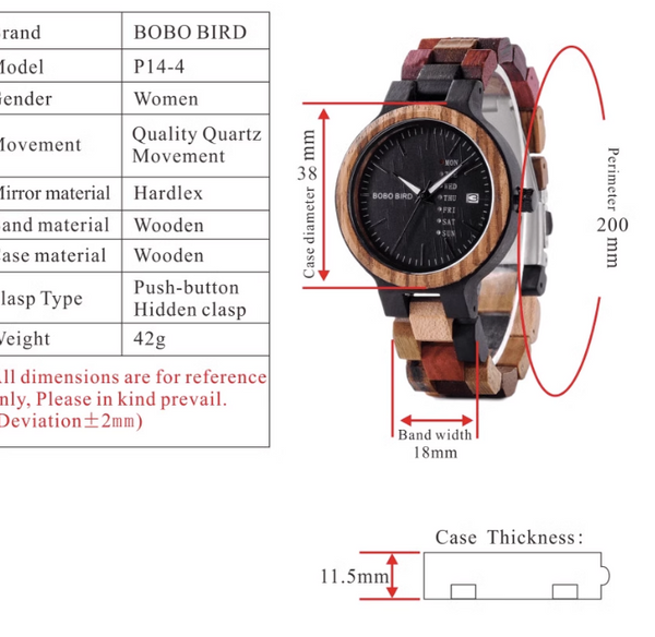 BOBO BIRD HANDMADE WOODEN UNISEX WATCH IN MULTICOLOR