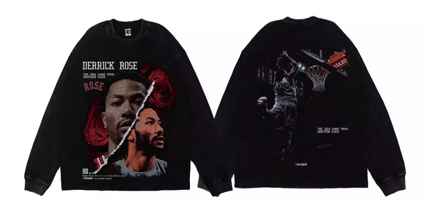DERRICK D-ROSE WINDY CITY TRIBUTE BASKETBALL T SHIRT WITH SWEATSHIRT