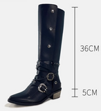 MORCHALO RETRO PUNK STYLE KNEE-HIGH BOOTS