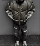 UNAPS DUCK DOWN METALLIC HIGH COLLAR UNISEX PUFFER JACKET