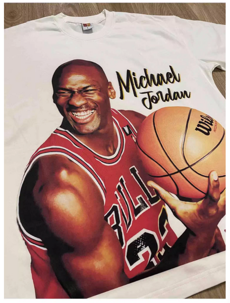 MJ MICHAEL JORDAN CHICAGO BULLS PRINT VINTAGE RETRO BASKETBALL T SHIRT WITH SWEATSHIRT