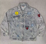 MJ PRINT MICHAEL JORDAN PATCHWORK WASHED DENIM JEAN JACKET