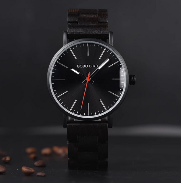 BOBO BIRD CLASSIC ELEGANT BLACK WOODEN WATCH