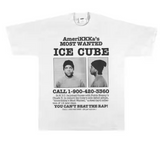 AMERIKKKA'S MOST WANTED ICE CUBE PRINT CREW NECK T SHIRT IN WHITE