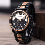 BOBO BIRD MULTI FUNCTION STAINLESS WATCH WITH WOODEN STRAP