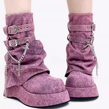 TOKYO JAPANESE DESIGN Y2K CHUNKY PLATFORM ANKLE BOOTS