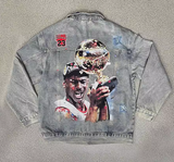 MJ PRINT MICHAEL JORDAN PATCHWORK WASHED DENIM JEAN JACKET