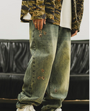 UNAPS FLAME KEY VINTAGE DENIM JEANS HAREM SWEATPANTS