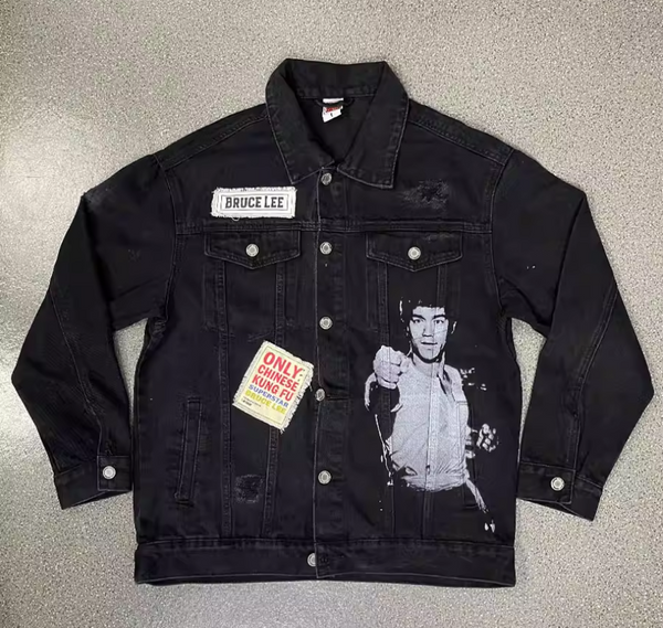 DRAGON BRUCE LEE RETRO KUNG FU DENIM JACKET