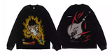 GOKU KAMEHAMEHA DRAGON BALL Z RETRO SAIYAN COMBINED T SHIRT WITH HOODIE