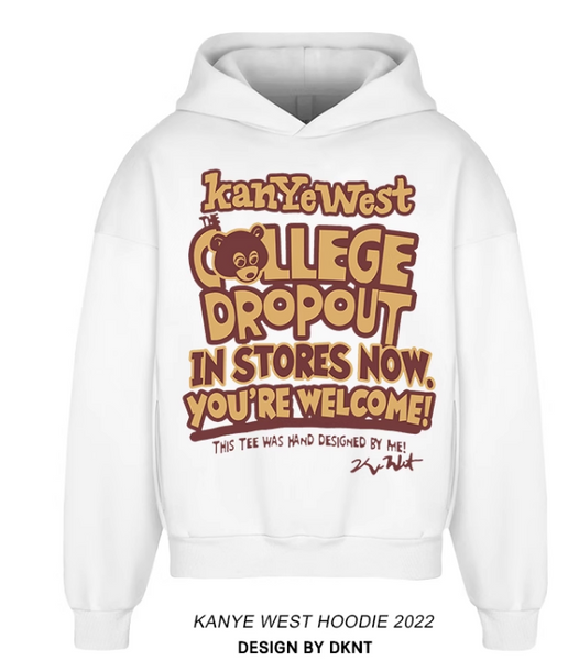 DKNT WEST COLLEGE DROPOUT PULLOVER BEAR PRINT UNISEX HOODIE