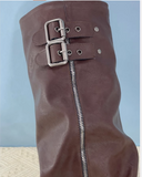 IZZO CAX WESTERN DESIGN CHUNKY PLATFORM LONG BOOTS